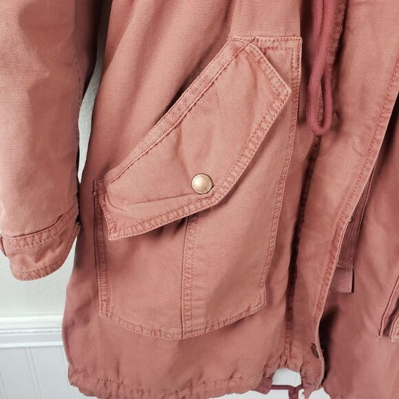 Women's American Eagle Outfitters Pink Winter Overcoat Faux Fur Jacket Medium - Picture 12 of 14